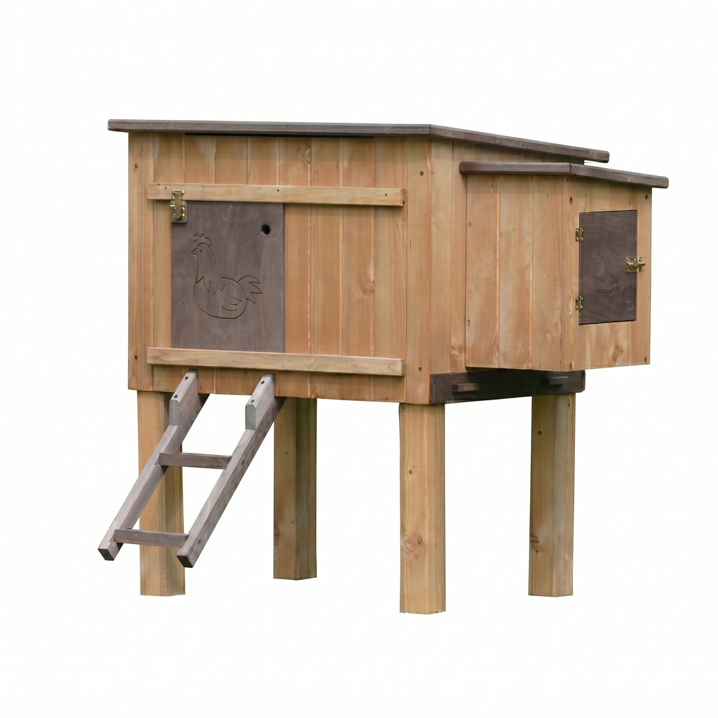 Poulailler 3 4 Poules en Bois Pin Nordique — Pondoir Toit Ouvrant Échelle Incluse