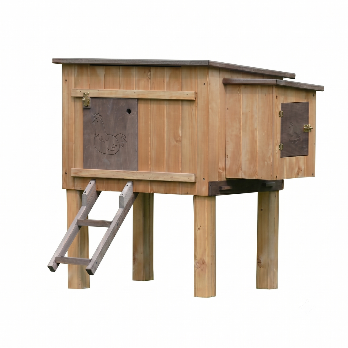 Poulailler 3 4 Poules en Bois Pin Nordique — Pondoir Toit Ouvrant Échelle Incluse