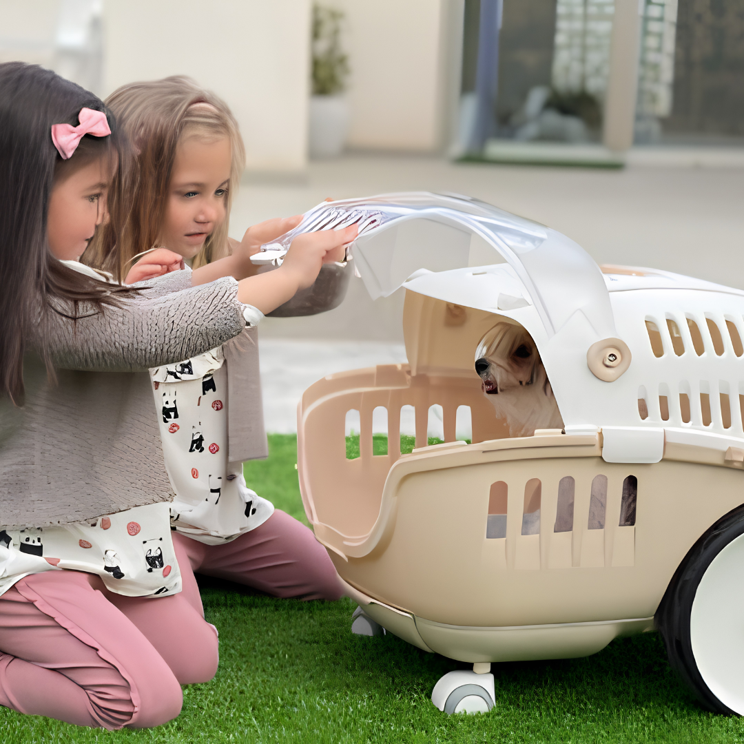 Chariot & Cage de Transport Urbaine à Roues — Chien et Chat (58,5 x 47 x 47 cm)