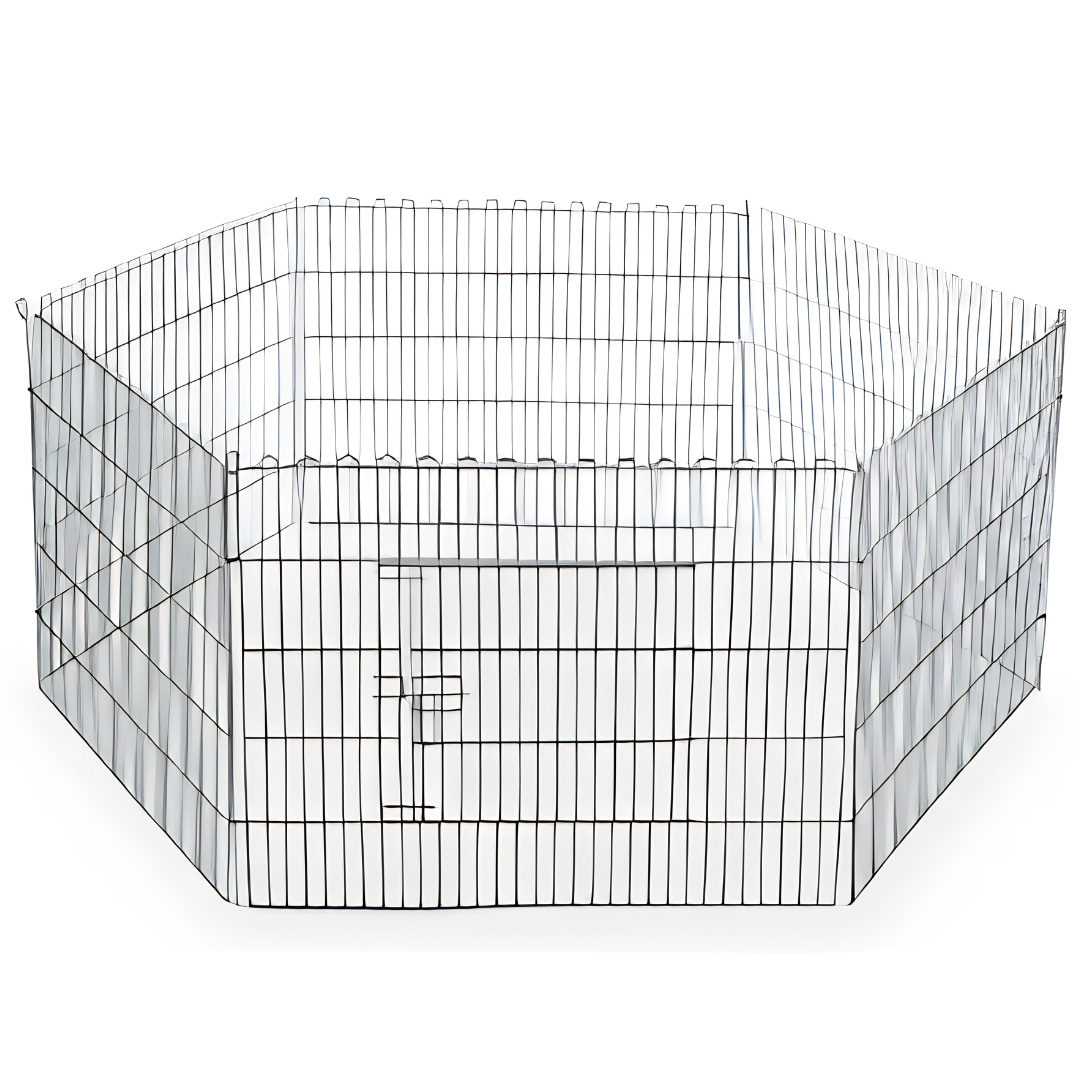 Parc Hexagonal Métallique pour Animaux & Chiens — Taille L (Ø 100 cm x H 80 cm)