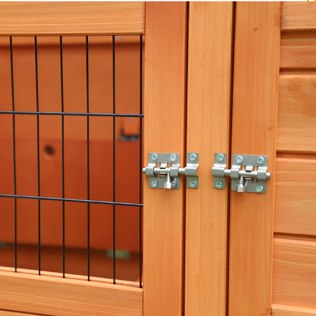 Clapier en Bois à 2 Étages avec Enclos & Terrasse — (101,5 x 54,7 x 100 cm)