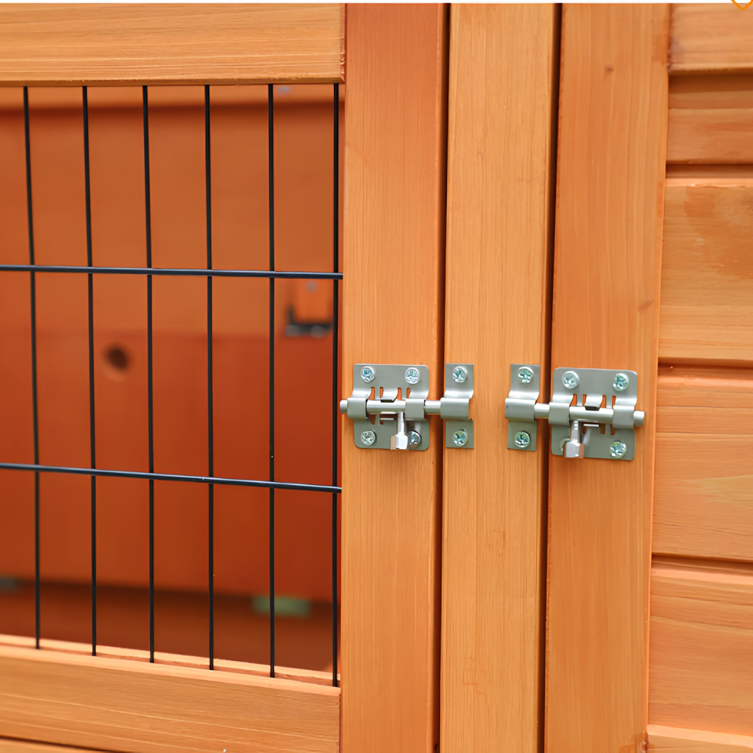 Clapier en Bois à 2 Étages avec Enclos & Terrasse — (101,5 x 54,7 x 100 cm)