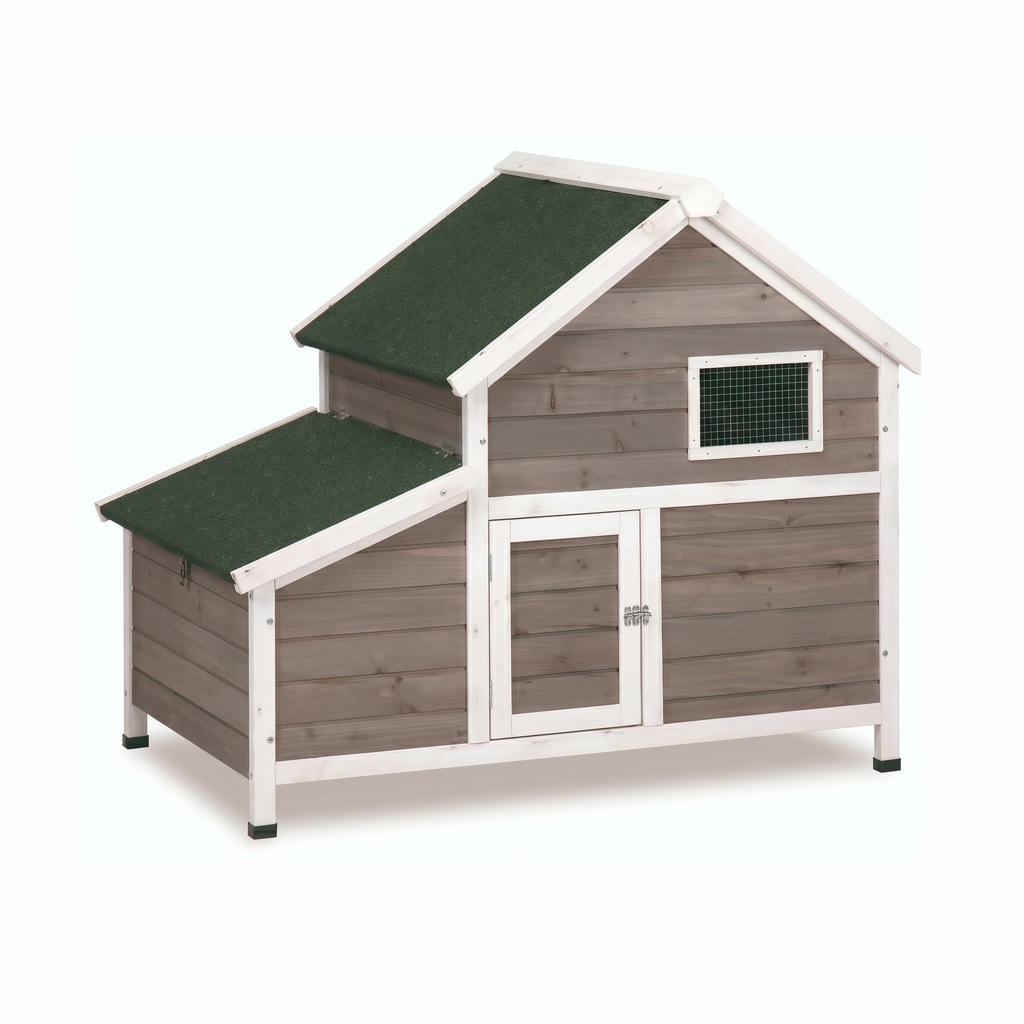 Poulailler 3 4 Poules en Bois Peint — Toit Imperméable Rabattable Fenêtre Ventilation