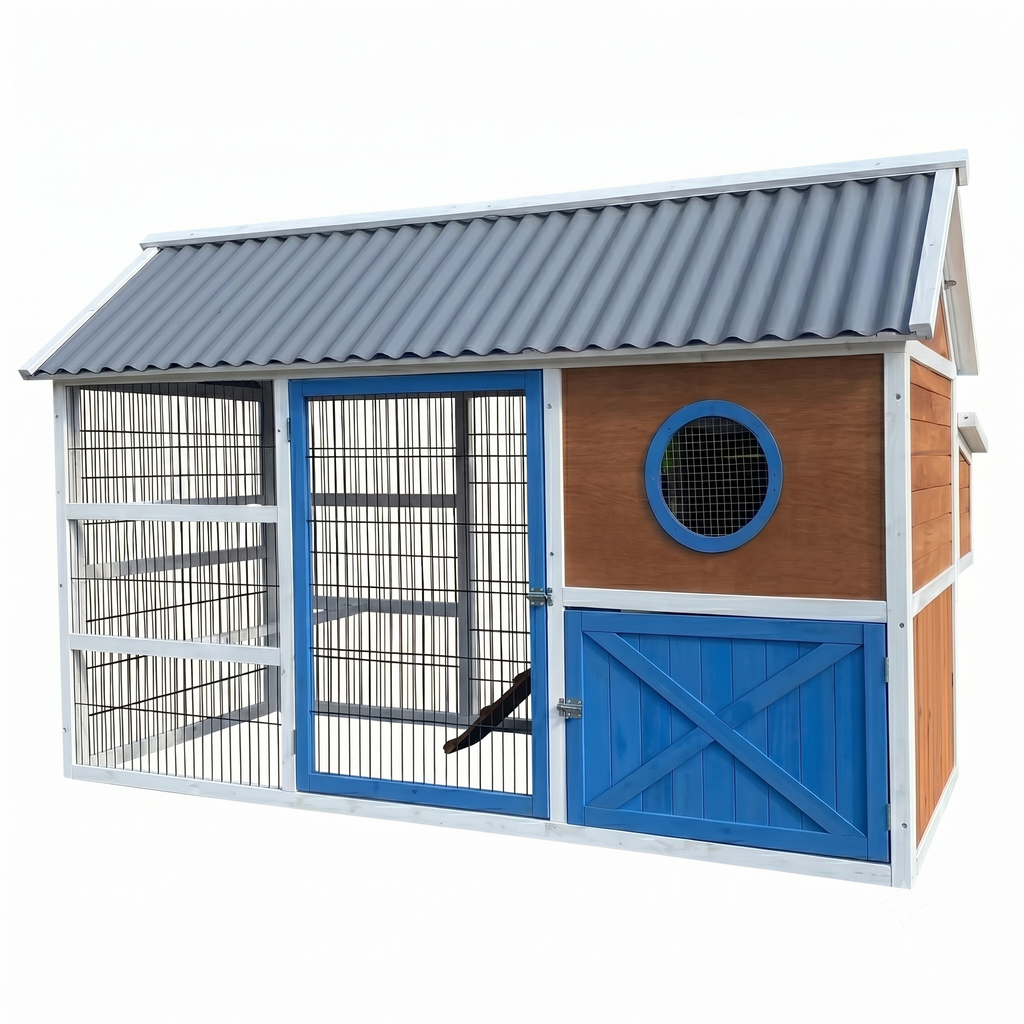 Poulailler 6 10 Poules Bois Métal Polyéthylène — Enclos Grillagé Design