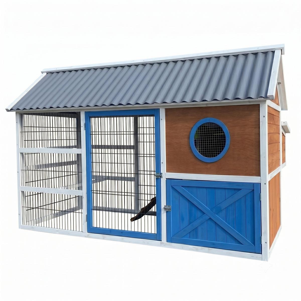 Poulailler 6 10 Poules Bois Métal Polyéthylène — Enclos Grillagé Design