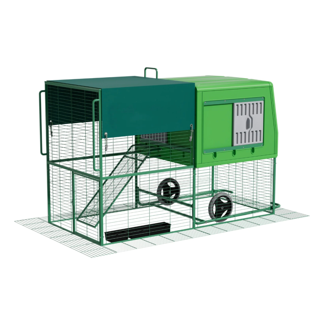 Poulailler Mobile Plastique 6 8 Poules sur Roues — Enclos Intégré Structure Métal Galvanisé