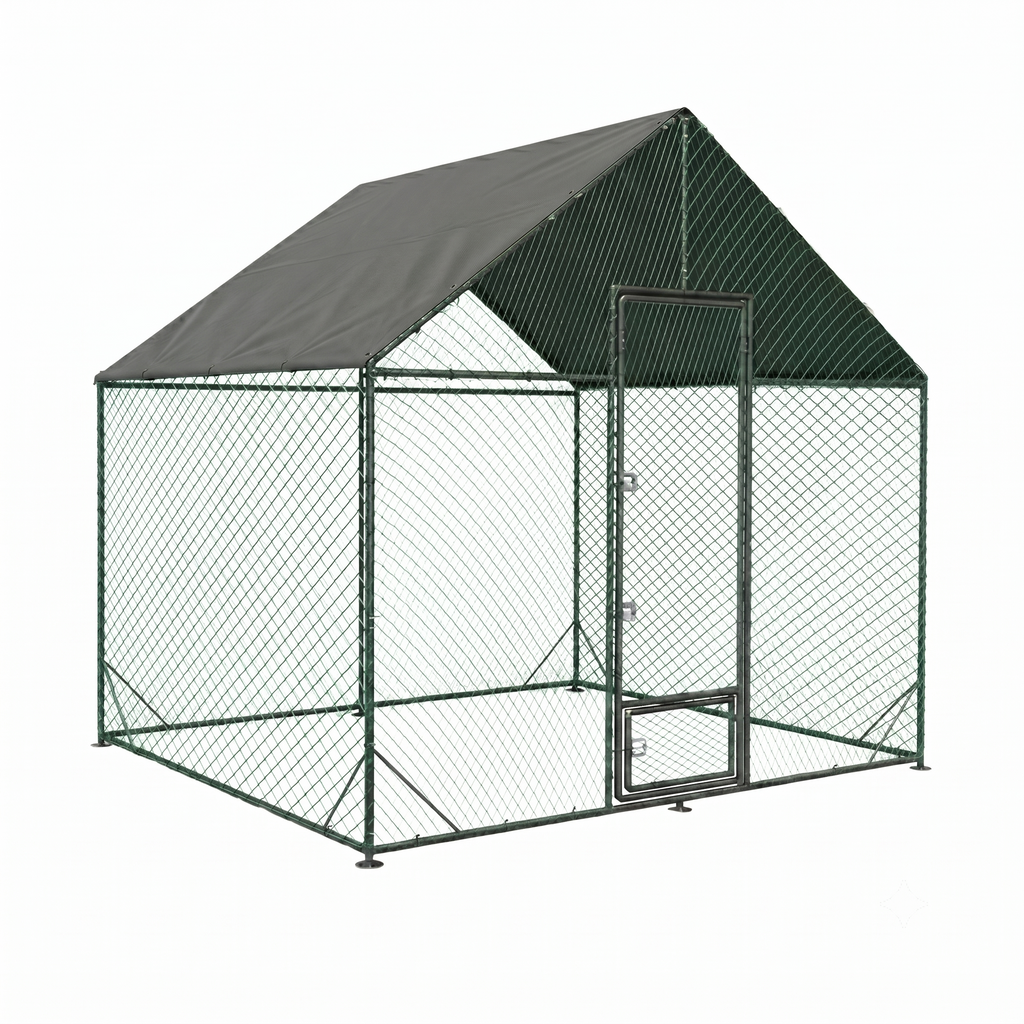 Enclos Poules Métal 5m² — Filet Nylon Certifié Bâche Oxford 600D 300 x 207 cm