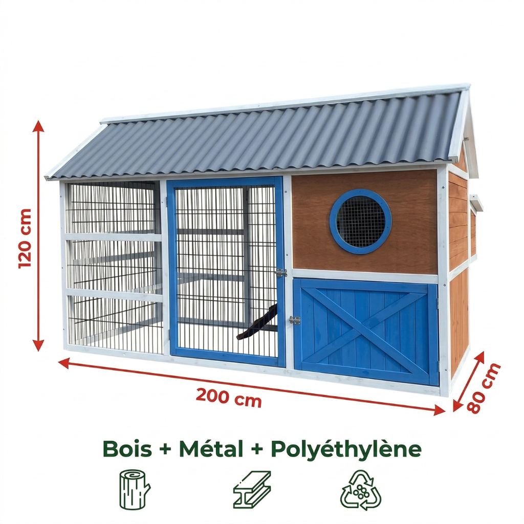 Poulailler Bois Métal Polyéthylène — Enclos Grillagé Design