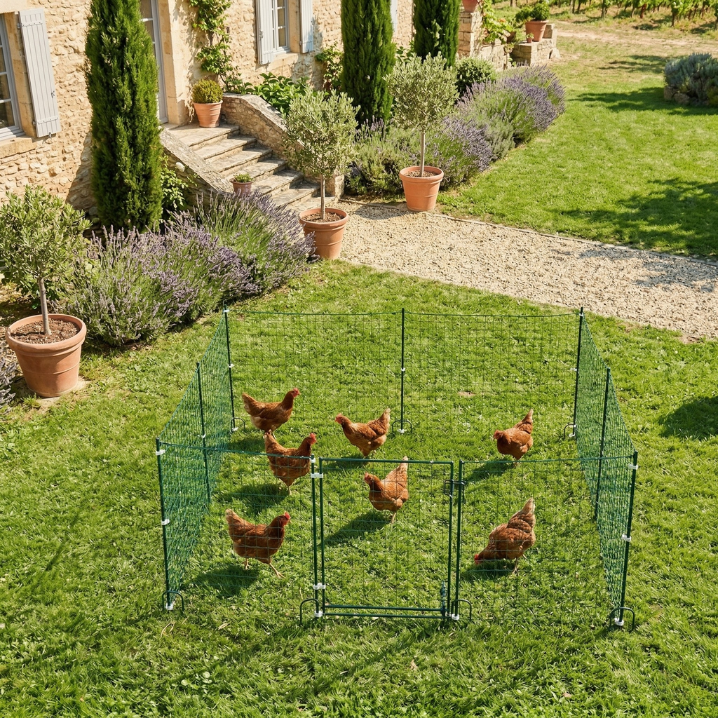 Filet Enclos Poules 21m Hauteur 1,25m — Anti-Prédateur Anti-Renard Anti-Fouine Piquets Inclus