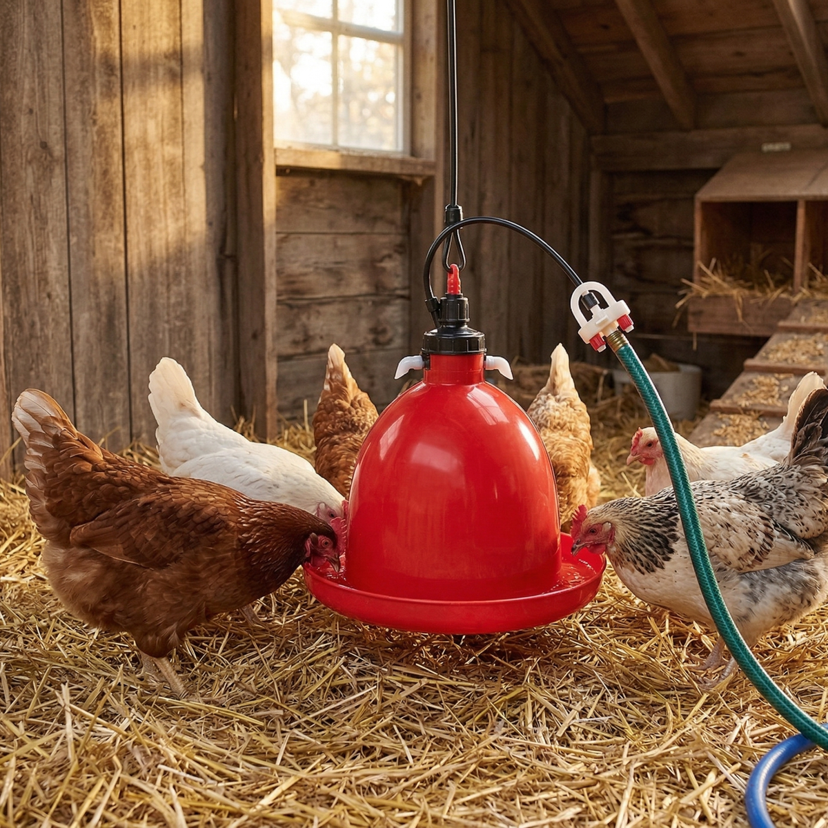 Abreuvoir Cloche Automatique Suspendu à Basse Pression pour Poules — Ø 36 cm
