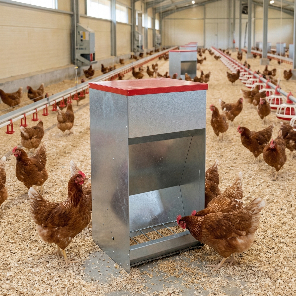 Mangeoire Automatique Programmable pour Poules & Volailles — Métal Galvanisé 71 cm