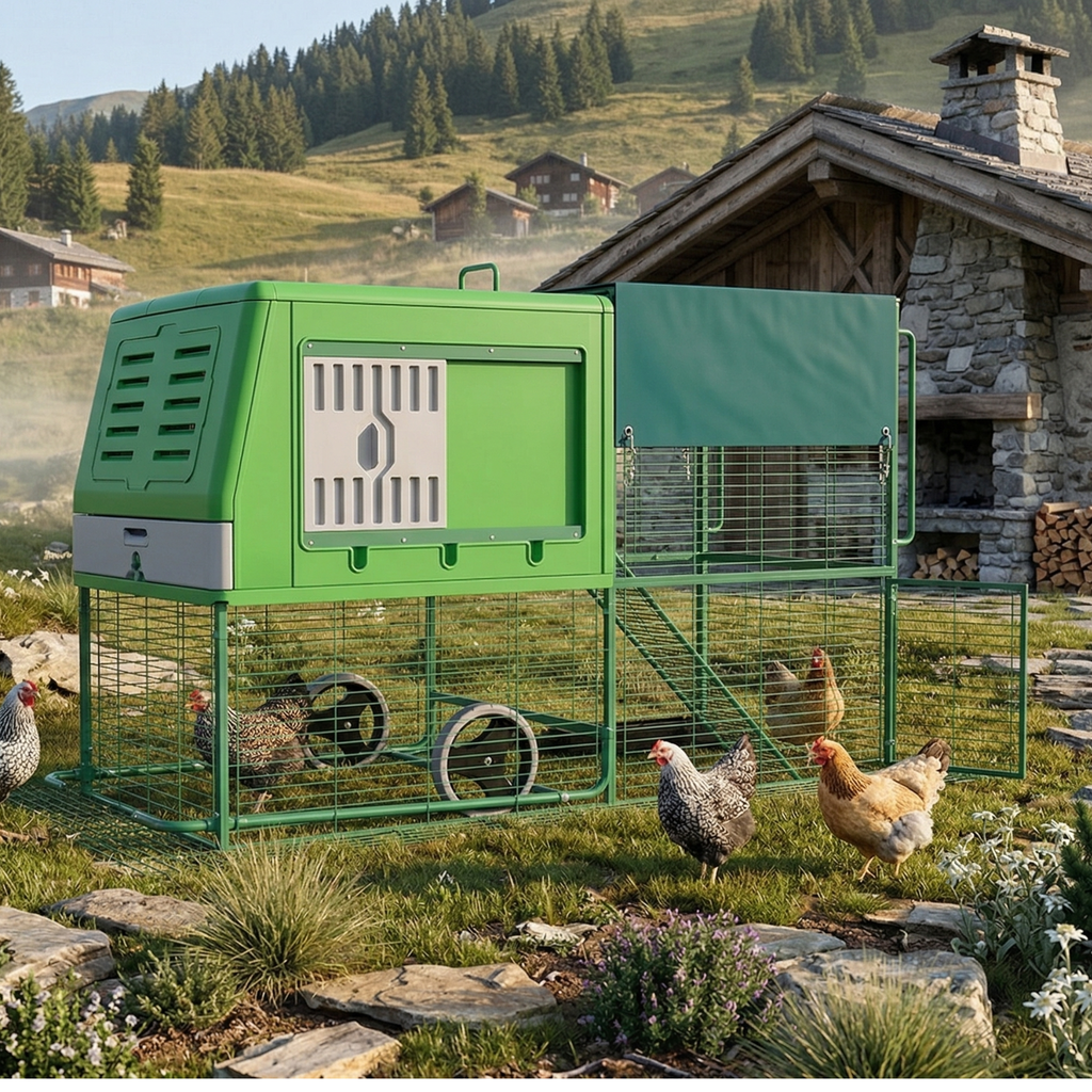 Poulailler Mobile Plastique 6 8 Poules sur Roues — Enclos Intégré Structure Métal Galvanisé