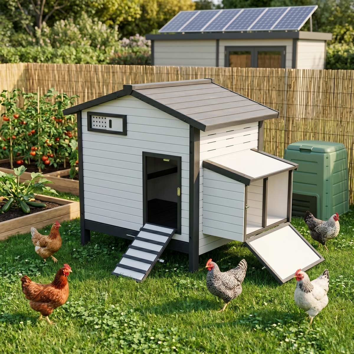 Poulailler 4 6 Poules Composite Recyclé — Résistant Intempéries