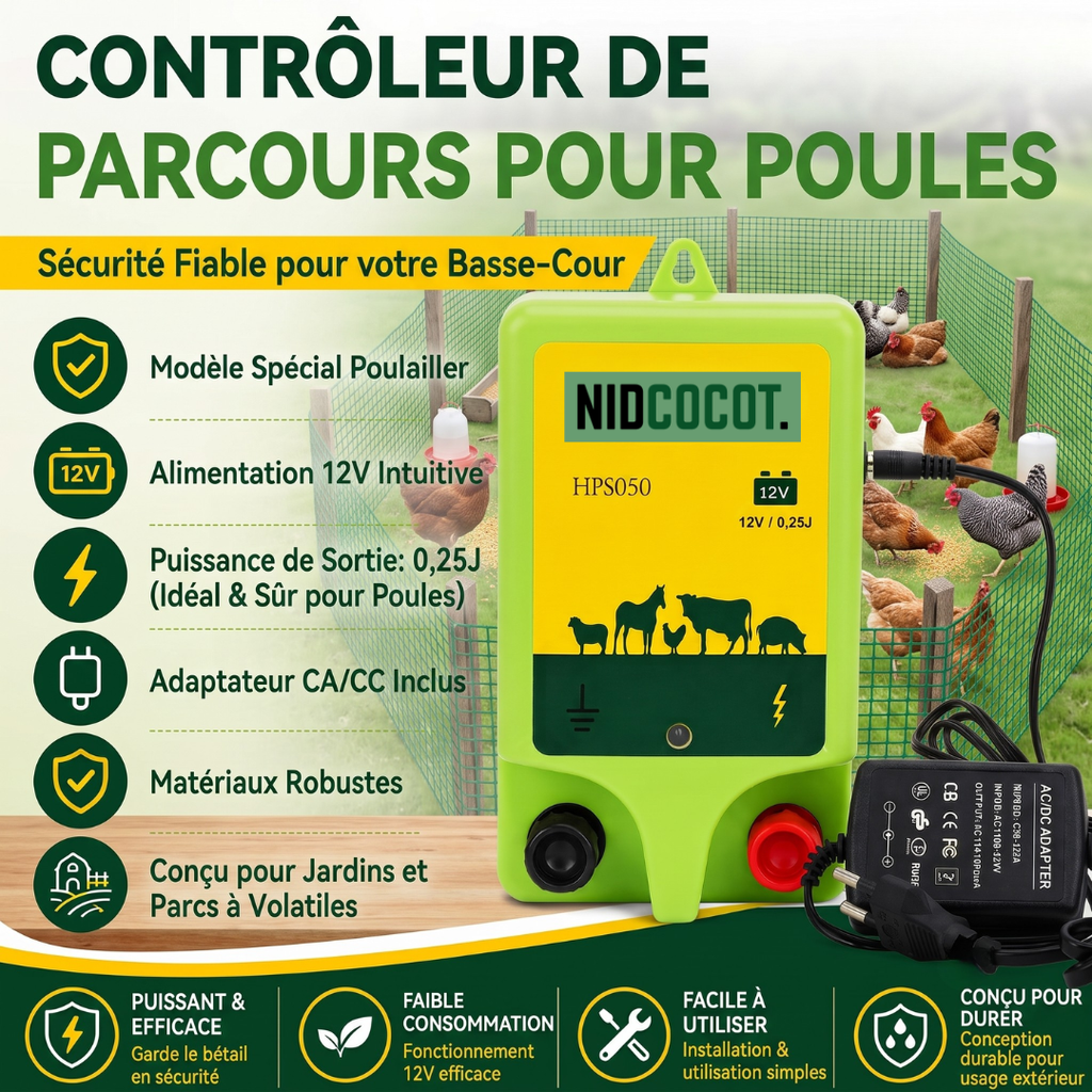 Filet Renforcé Enclos Poules 21m Hauteur 1,25m — Anti-Prédateur Anti-Renard Anti-Fouine Piquets Inclus