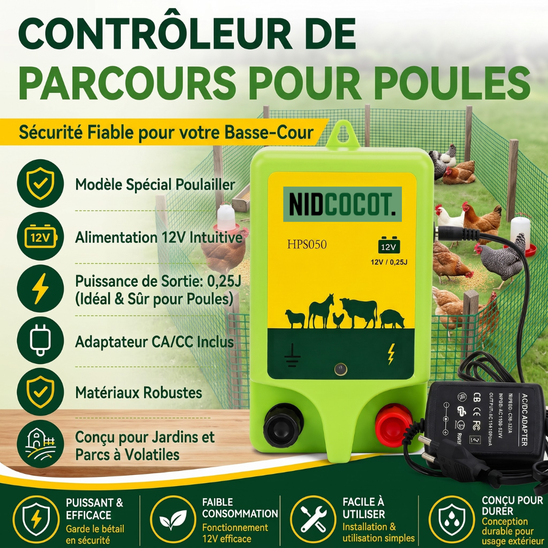 Filet Enclos Poules 21m Hauteur 1,25m — Anti-Prédateur Anti-Renard Anti-Fouine Piquets Inclus