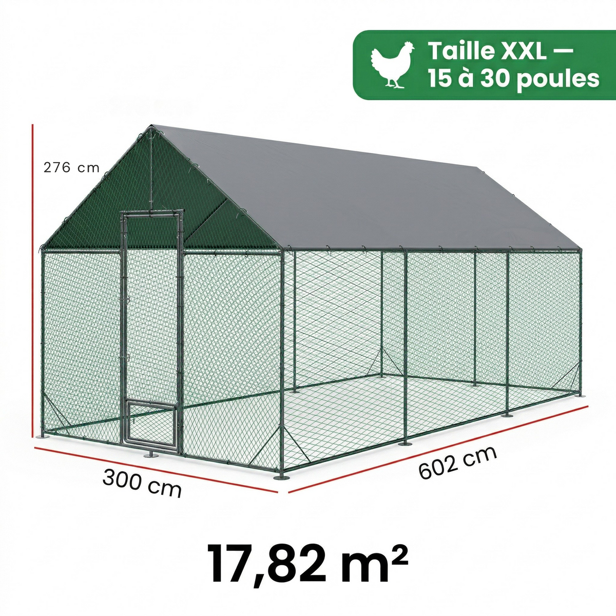 Poulailler Enclos XL Métal 11,6m² — Structure Acier Galvanisé & Toit Imperméable