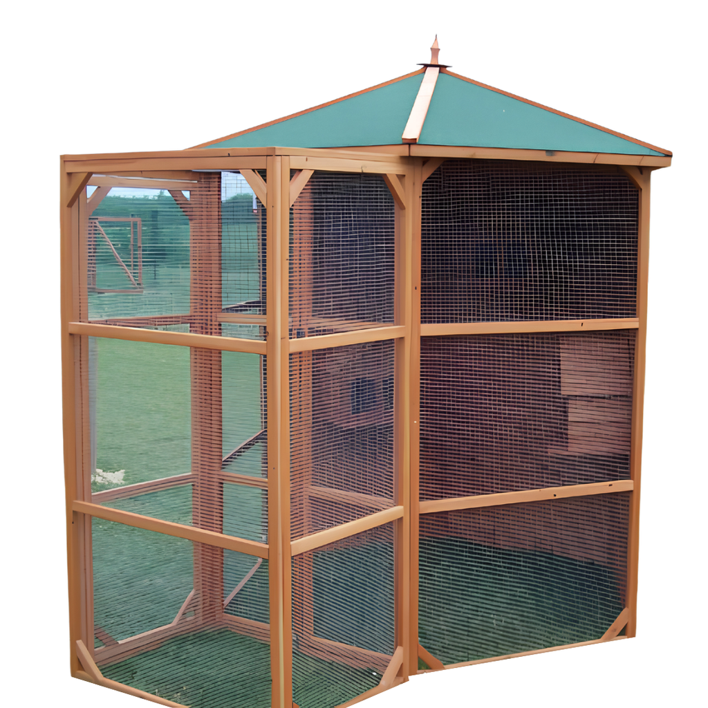 Grande Volière Pavillon en Bois avec Sas Sécurité & Nids —  (251 x 216 x 243,5 cm)