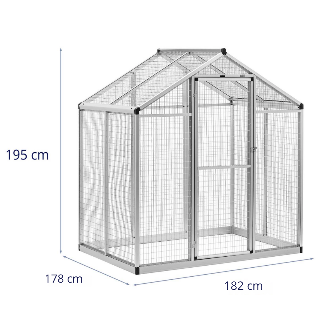 Volière en Aluminium Inoxydable 3,2 m² — Parc Sécurisé Anti-Prédateurs pour Poules & Oiseaux
