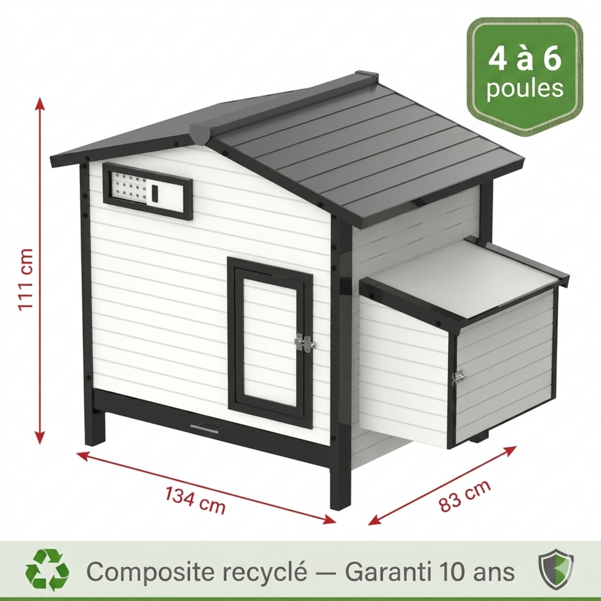 Poulailler Composite Recyclé — Résistant Intempéries — Garantie 10 ans