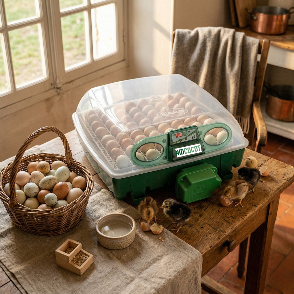 Couveuse Digitale Automatique 49 Œufs — Panier Universel & Éclairage LED Intérieur