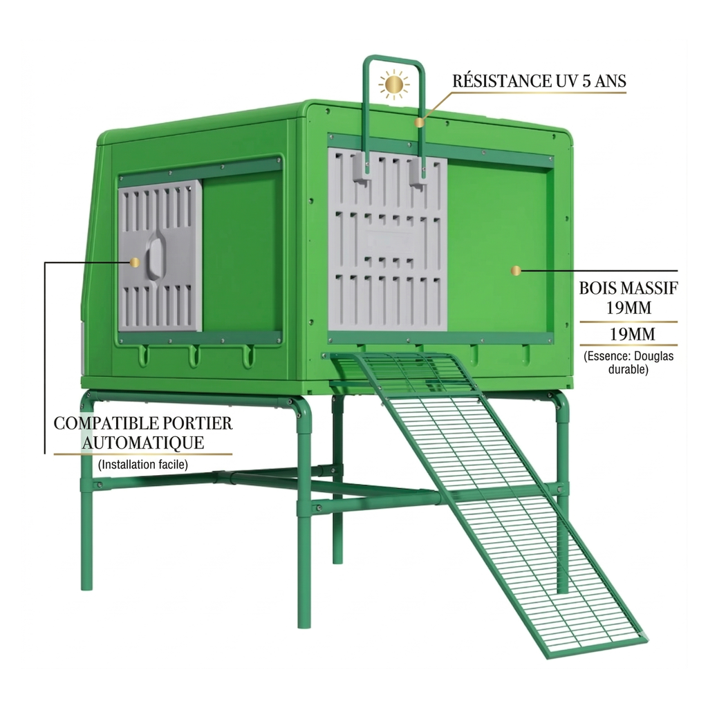 Poulailler Mobile Plastique 6 8 Poules — Hygiène Anti-Parasites Métal Galvanisé