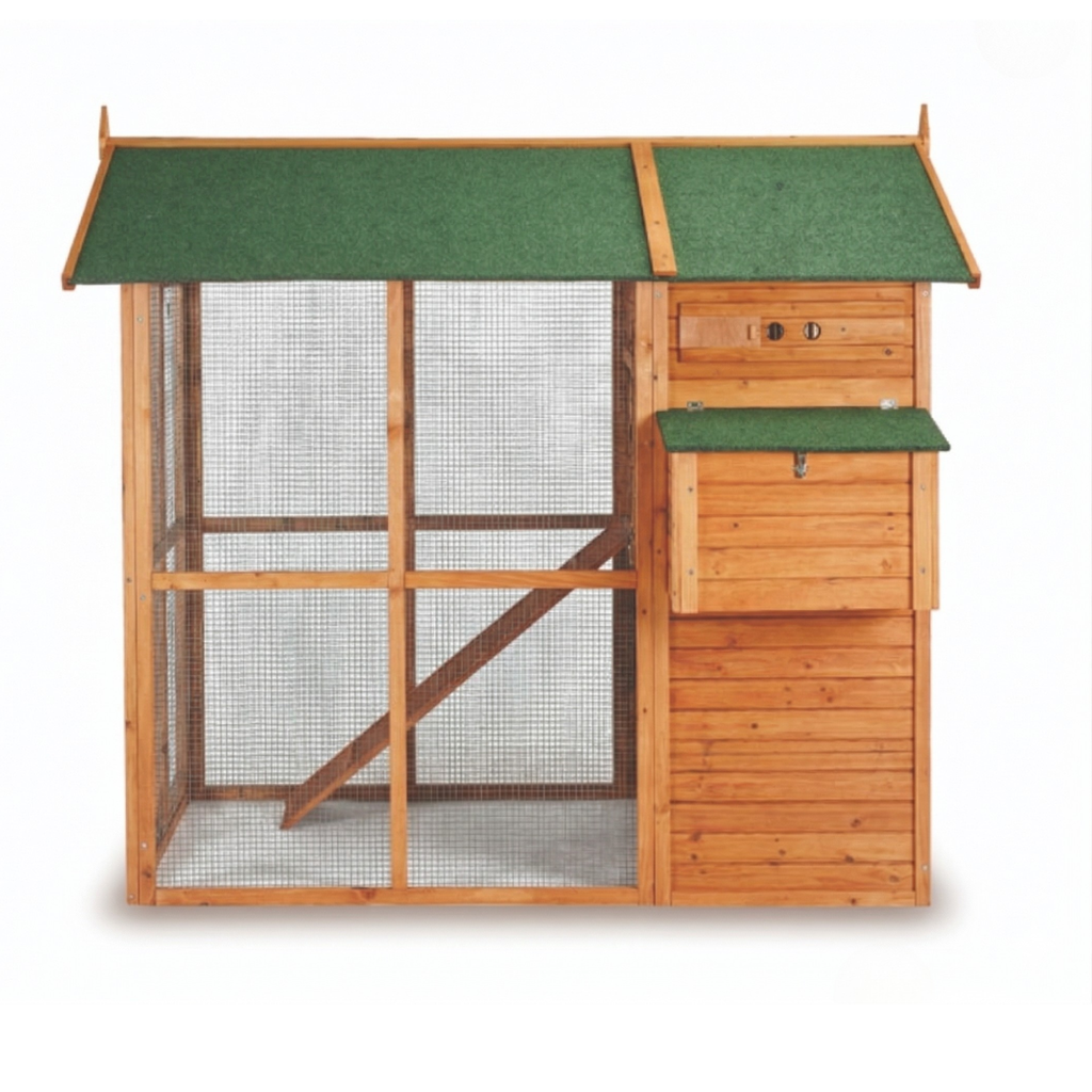 Grand Poulailler XXL en Bois avec Enclos Haute Hauteur & Pondoir Suspendu