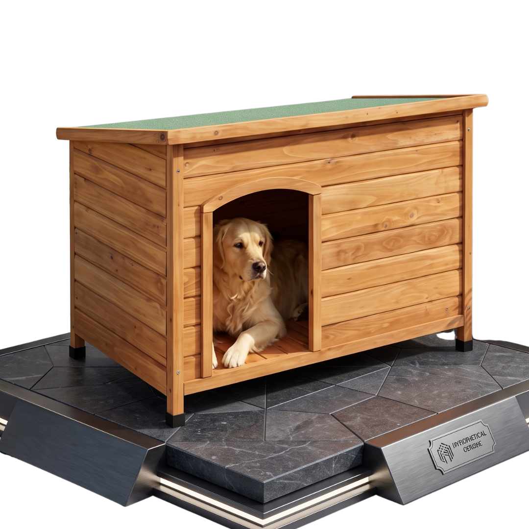 Niche pour Chien en Bois avec Toit Plat en Asphalte — Taille S (85 x 58 x 58 cm)