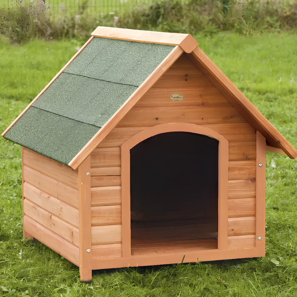 Niche pour Chien en Bois Traité avec Toit Bitumé Rabattable — Taille S (72 x 76 x 76 cm)