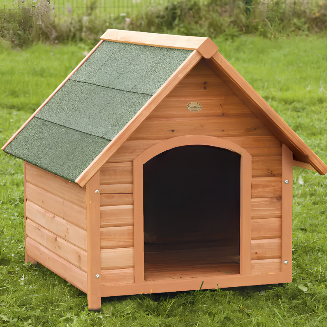 Niche pour Chien en Bois Traité avec Toit Bitumé Rabattable — Taille S (72 x 76 x 76 cm)
