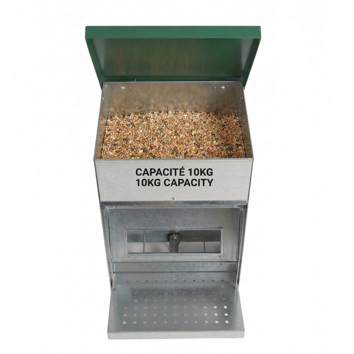 Mangeoire Anti-Gaspillage & Anti-Nuisibles à Pédale 10 kg — Métal Galvanisé