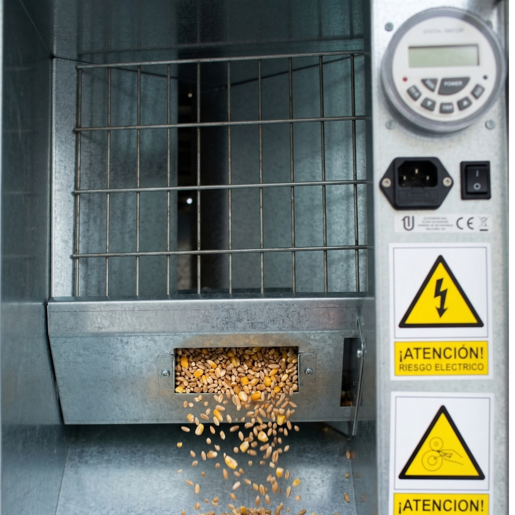 Mangeoire Automatique Programmable pour Poules & Volailles — Métal Galvanisé 71 cm