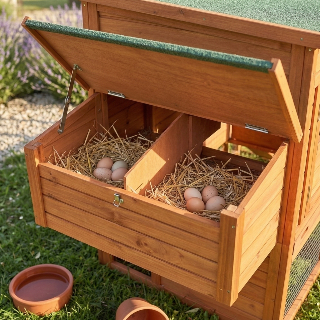 Poulailler en Bois Spacieux avec Enclos Grillagé & Pondoir Attenant — 3 à 5 Poules