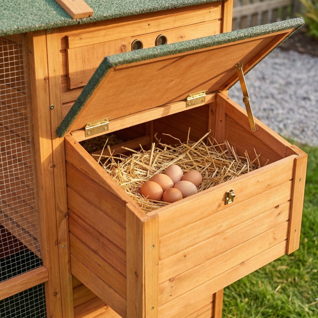 Grand Poulailler XXL en Bois avec Enclos Haute Hauteur & Pondoir Suspendu