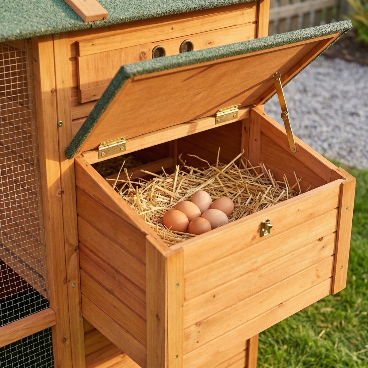 Grand Poulailler XXL en Bois avec Enclos Haute Hauteur & Pondoir Suspendu