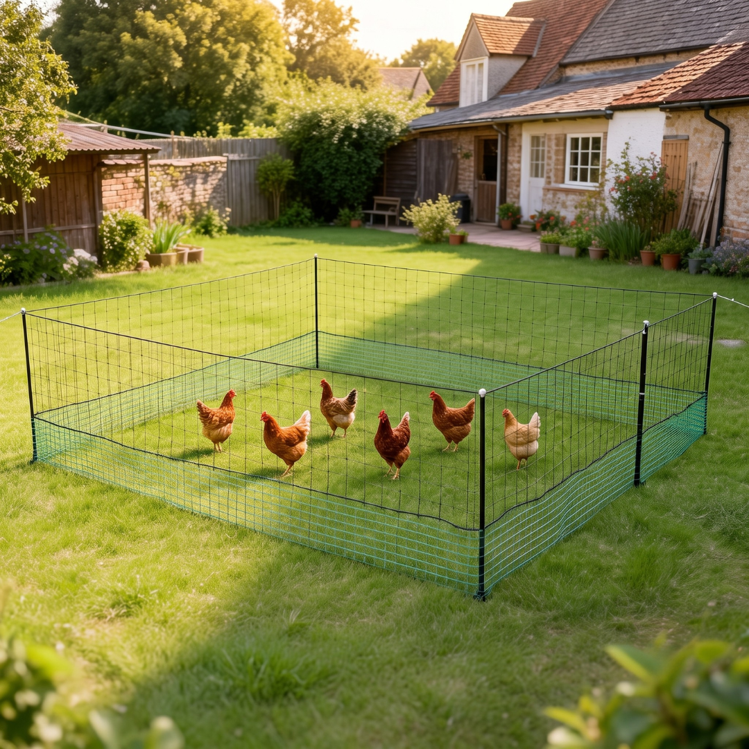 Filet Enclos Poules 21m Hauteur 1,25m — Anti-Prédateur Anti-Renard Anti-Fouine Piquets Inclus