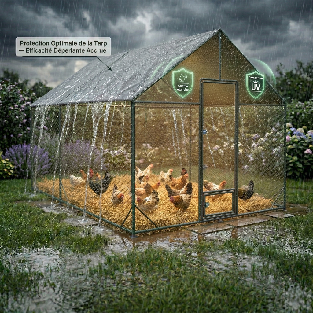 Poulailler Enclos XL Métal 11,6m² — Structure Acier Galvanisé & Toit Imperméable