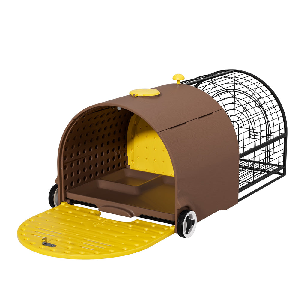 Clapier PREMIUM Mobile Plastique HDPE pour Lapin & Rongeurs — Isolé avec Roues & Double Tiroir