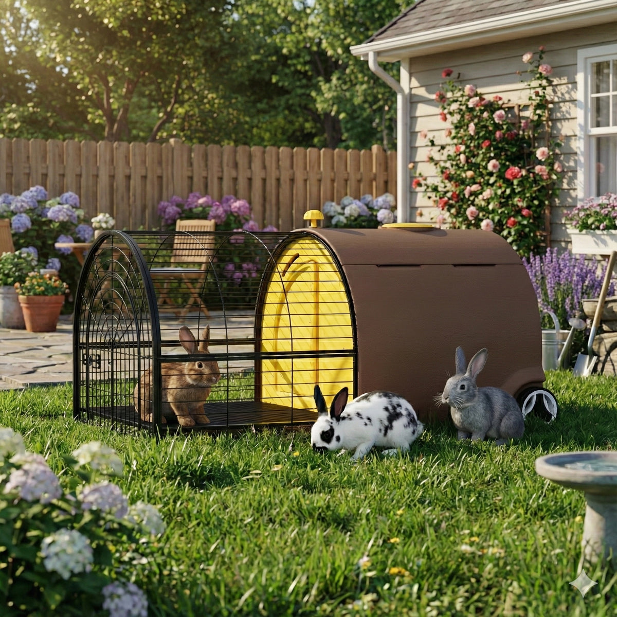 Clapier PREMIUM Mobile Plastique HDPE pour Lapin & Rongeurs — Isolé avec Roues & Double Tiroir