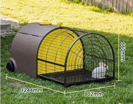 Clapier PREMIUM Mobile Plastique HDPE pour Lapin & Rongeurs — Isolé avec Roues & Double Tiroir