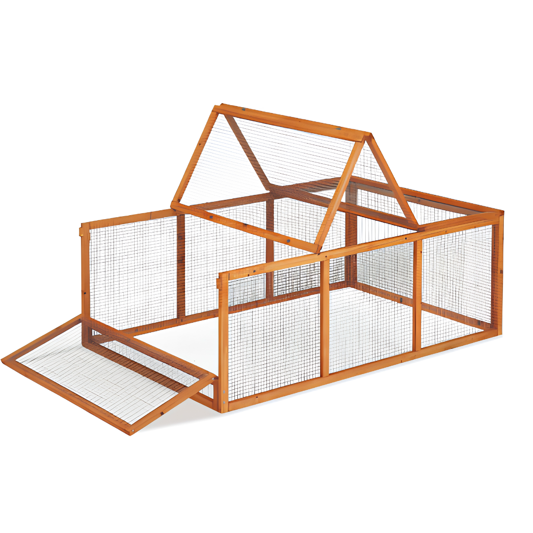 Parc Grillagé Universel Extensible en Bois pour Poulailler — (143,5 x 96,5 x 52,5 cm)