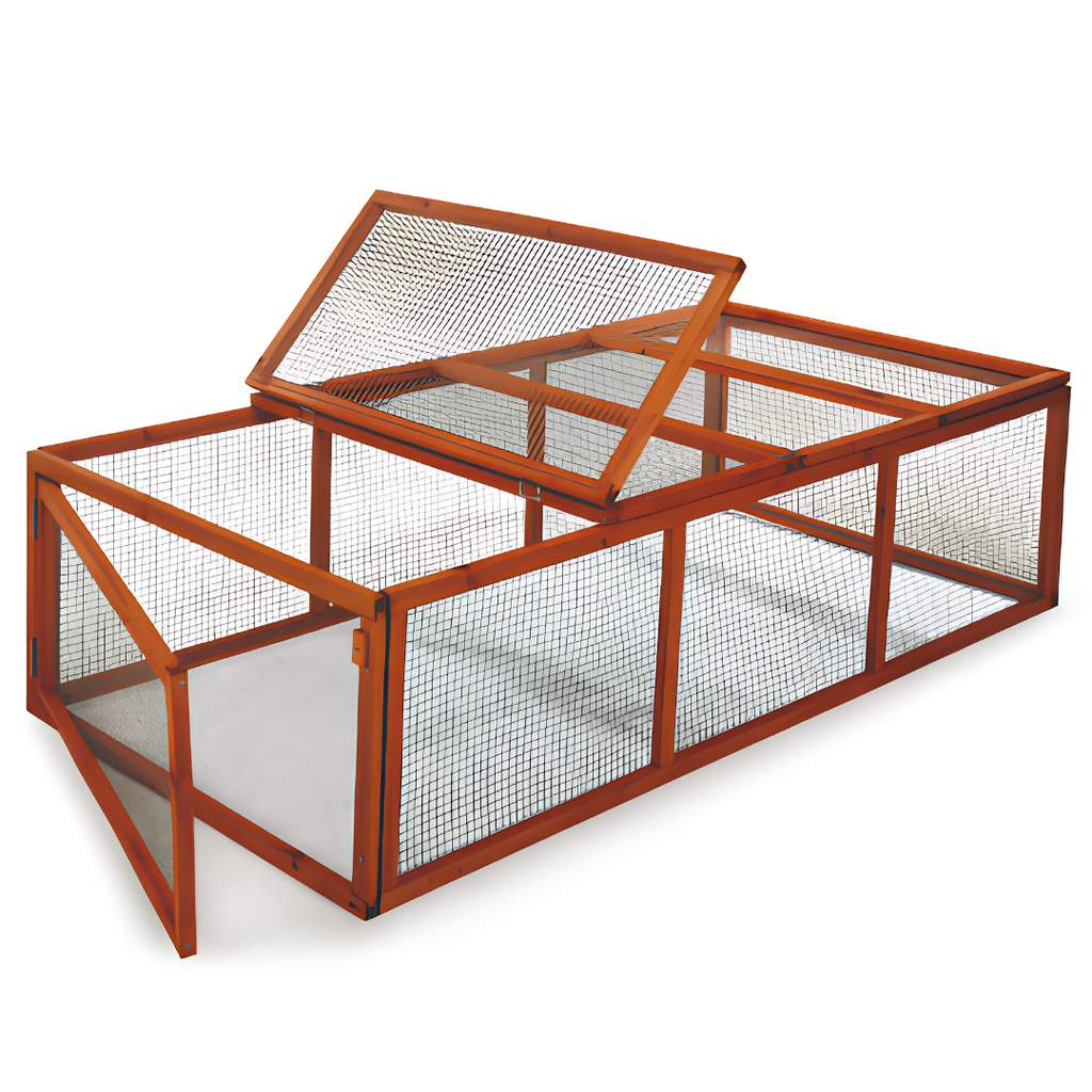 Parc Grillagé Extérieur Pliable & Déplaçable en Bois —  (180 x 90 x 48 cm)